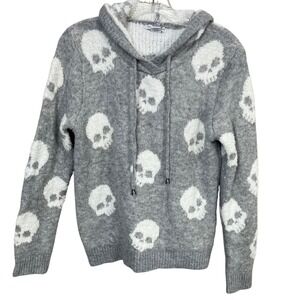 Cupcakes and Cashmere Gray Skull Sherpa Pull‎ Over Hoodie Size XS